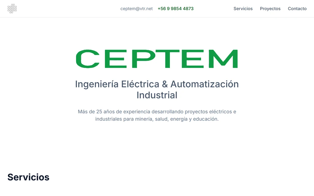 The CEPTEM website on a computer