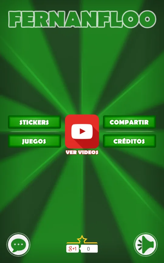 Fernanfloo Fans home screen with stickers, games and videos