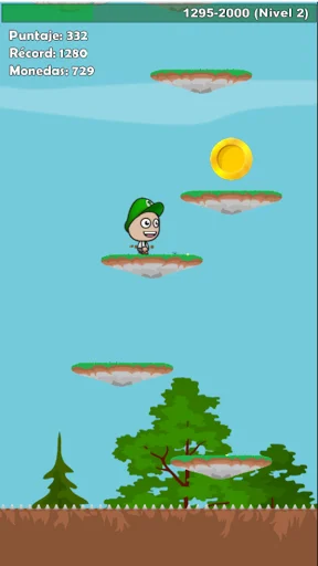 Fernanfloo Jump on a phone, collecting a coin on level 2