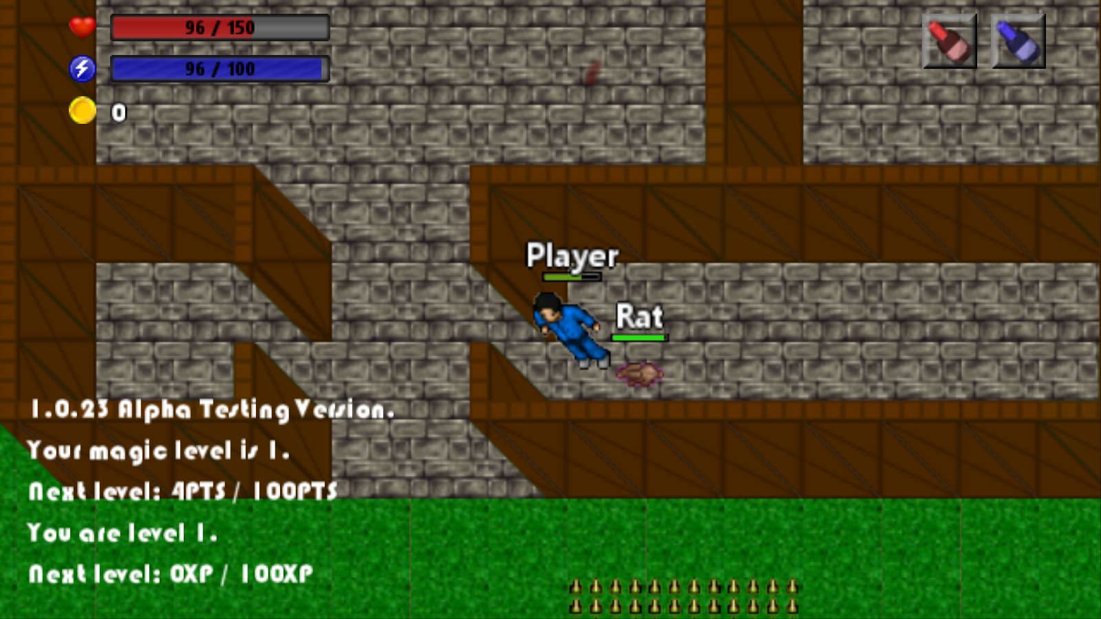 a player next to a rat